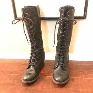 Black High Lace Up Boots